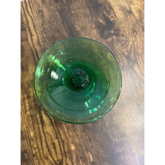 Blenko Style Handblown Deep Green Glass Candle Stick - Picture 4 of 6